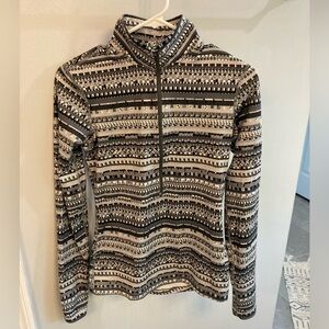 Nike Pro Dri-Fit 3/4 Zip Mock Neck Fair Isle Print Pullover w Thumbholes Sz S